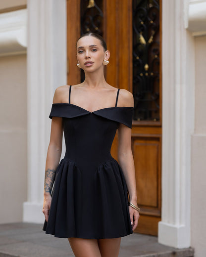 Black Off-The-Shoulder Mini Dress