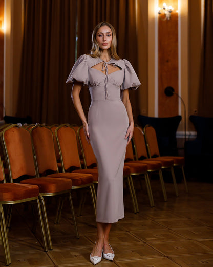 Julie Brown  Puff-Sleeve Midi Dress