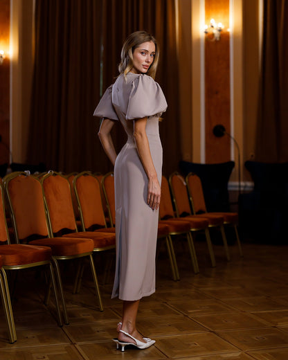 Julie Brown  Puff-Sleeve Midi Dress