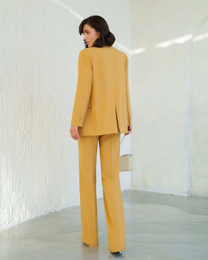 Gloria Mustard Striped Single-Breasted Suit 2-Piece