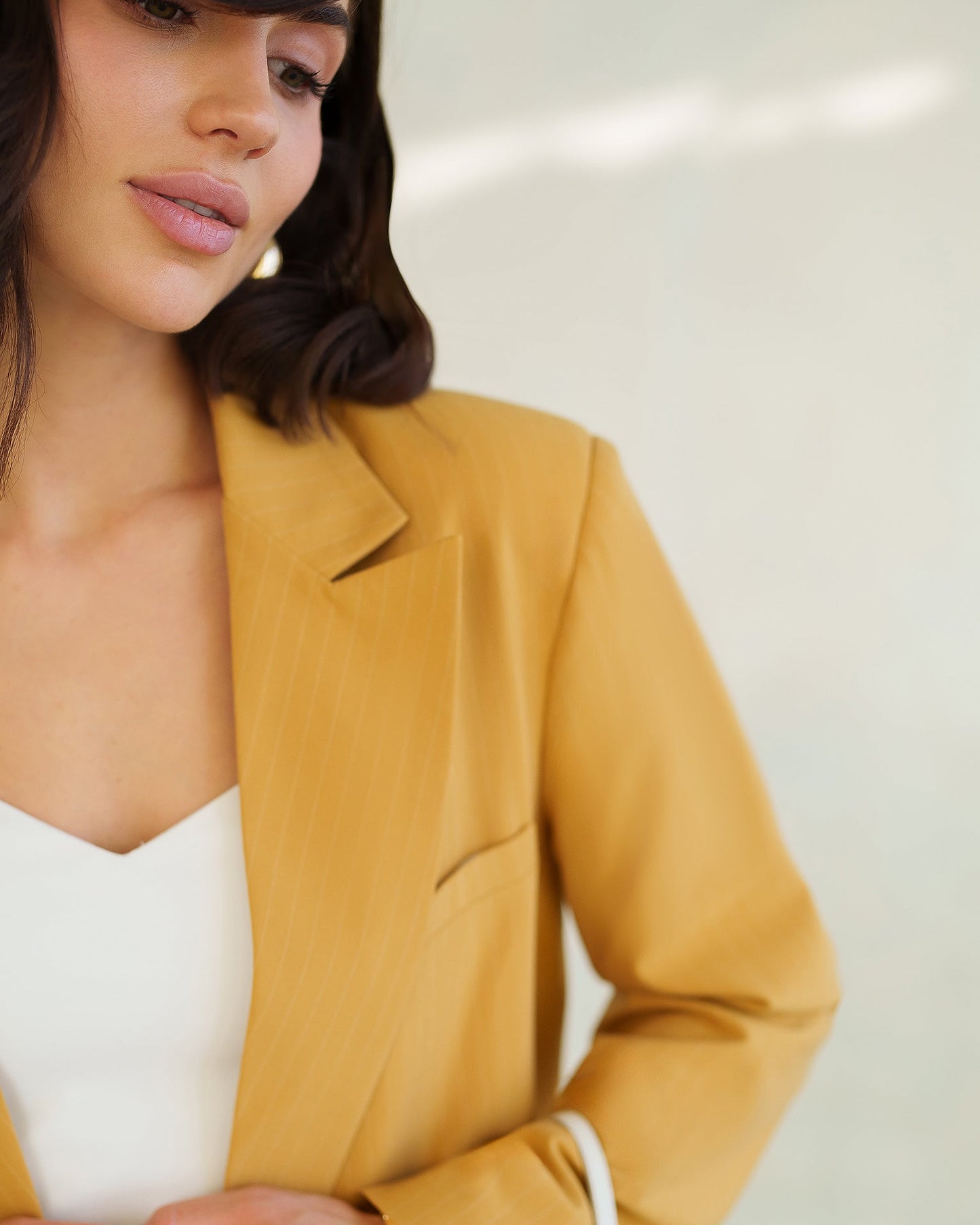 Gloria Mustard Striped Single-Breasted Suit 2-Piece