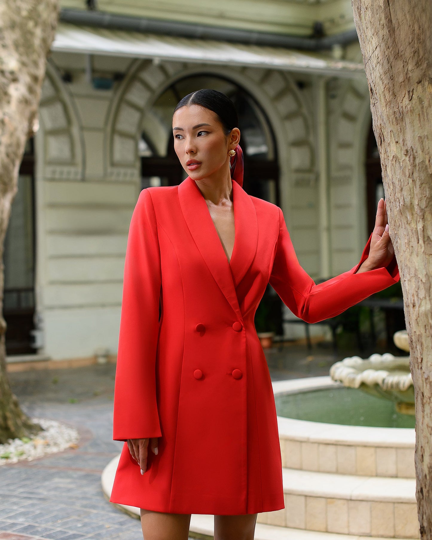 Alexa Red Double Breasted Blazer Dress