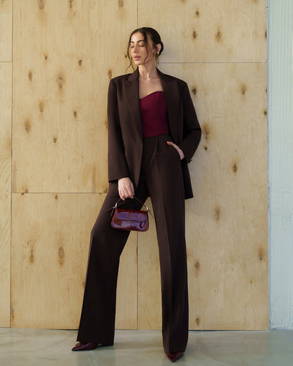 Gloria Brown Single-Breasted Suit 2-Piece