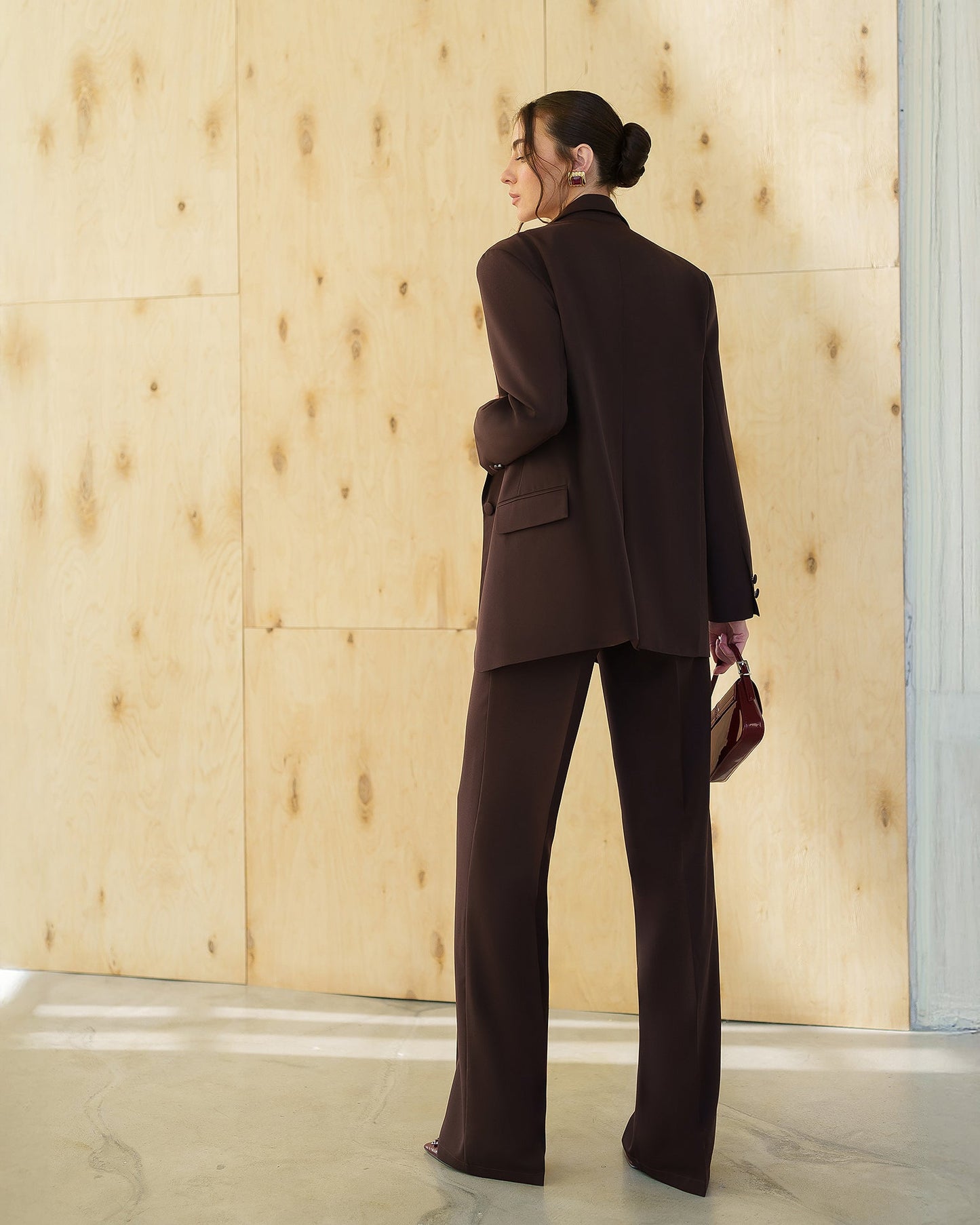 Gloria Brown Single-Breasted Suit 2-Piece