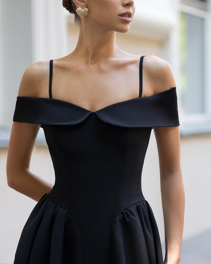 Black Off-The-Shoulder Mini Dress