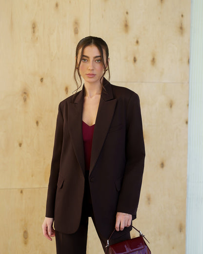 Gloria Brown Single-Breasted Suit 2-Piece