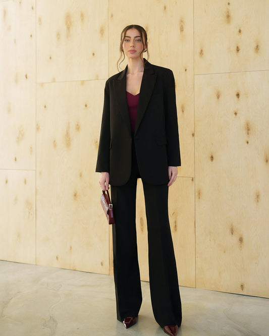 Gloria Black Single-Breasted Suit 2-Piece