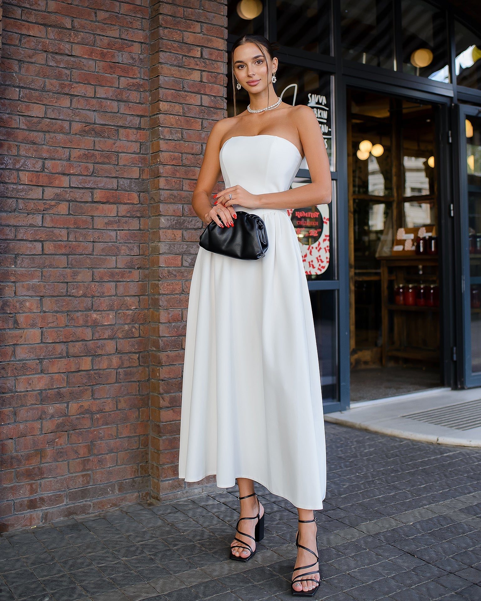 White Strapless Midi Dress – trinarosh White Strapless Midi Dress – trinarosh