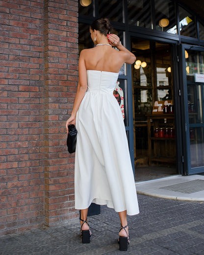 White Strapless Midi Dress trinarosh White Strapless Midi Dress trinarosh