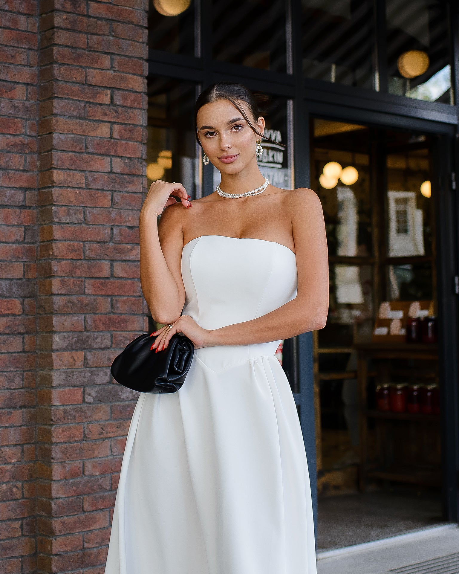 White Strapless Midi Dress trinarosh White Strapless Midi Dress trinarosh