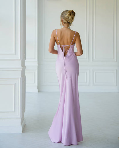 Lavender Satin Slip Midi Dress