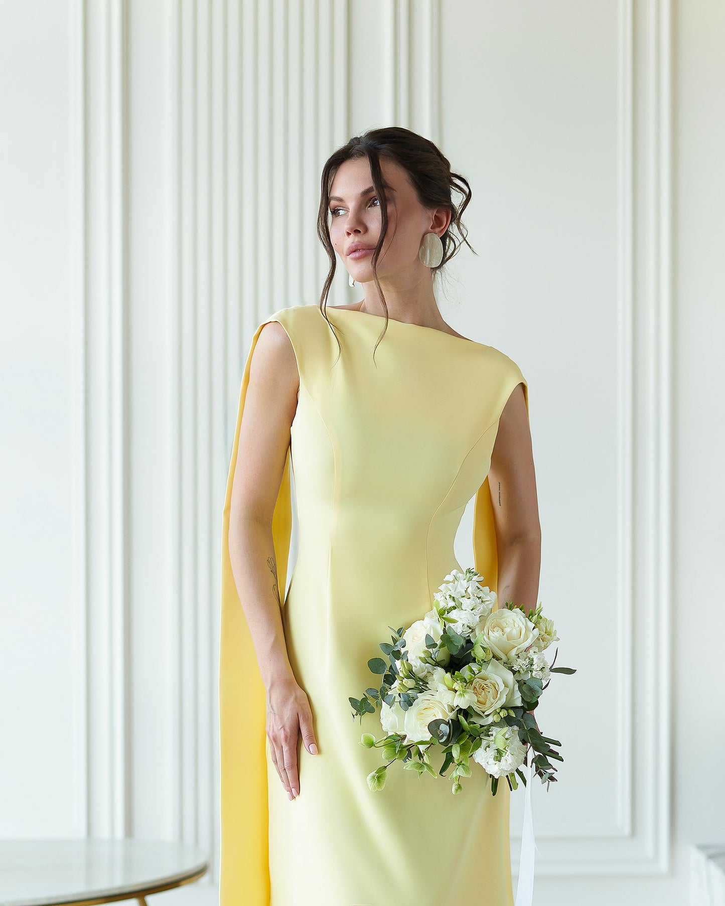 Yellow Boat-Neck Sleeveless Open-Back Maxi Dress