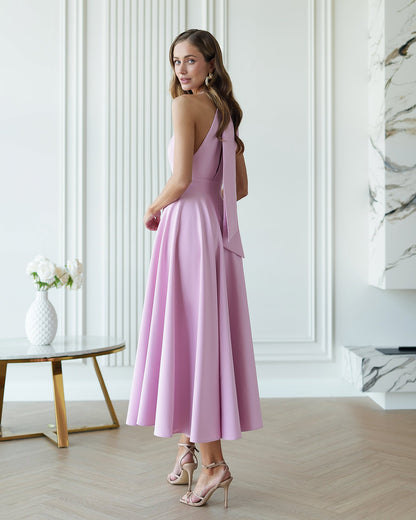 Julie Dusty Pink Halter Neck Midi Dress