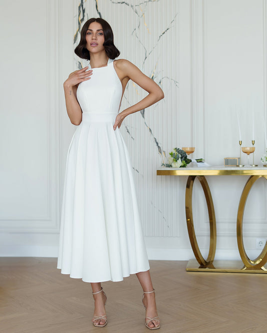 Julie White Halter Neck Midi Dress