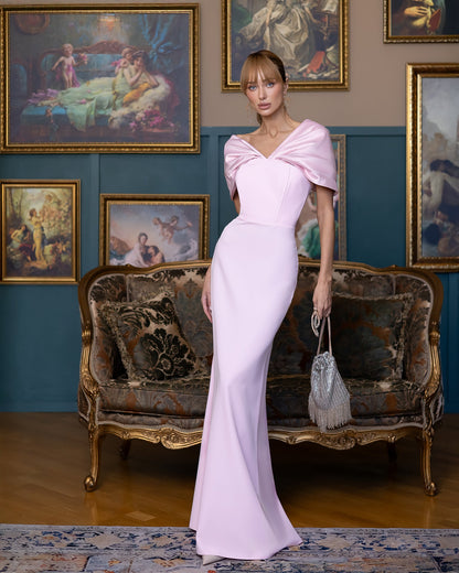 Léa Pink Off-the-Shoulder Draped Maxi Dress