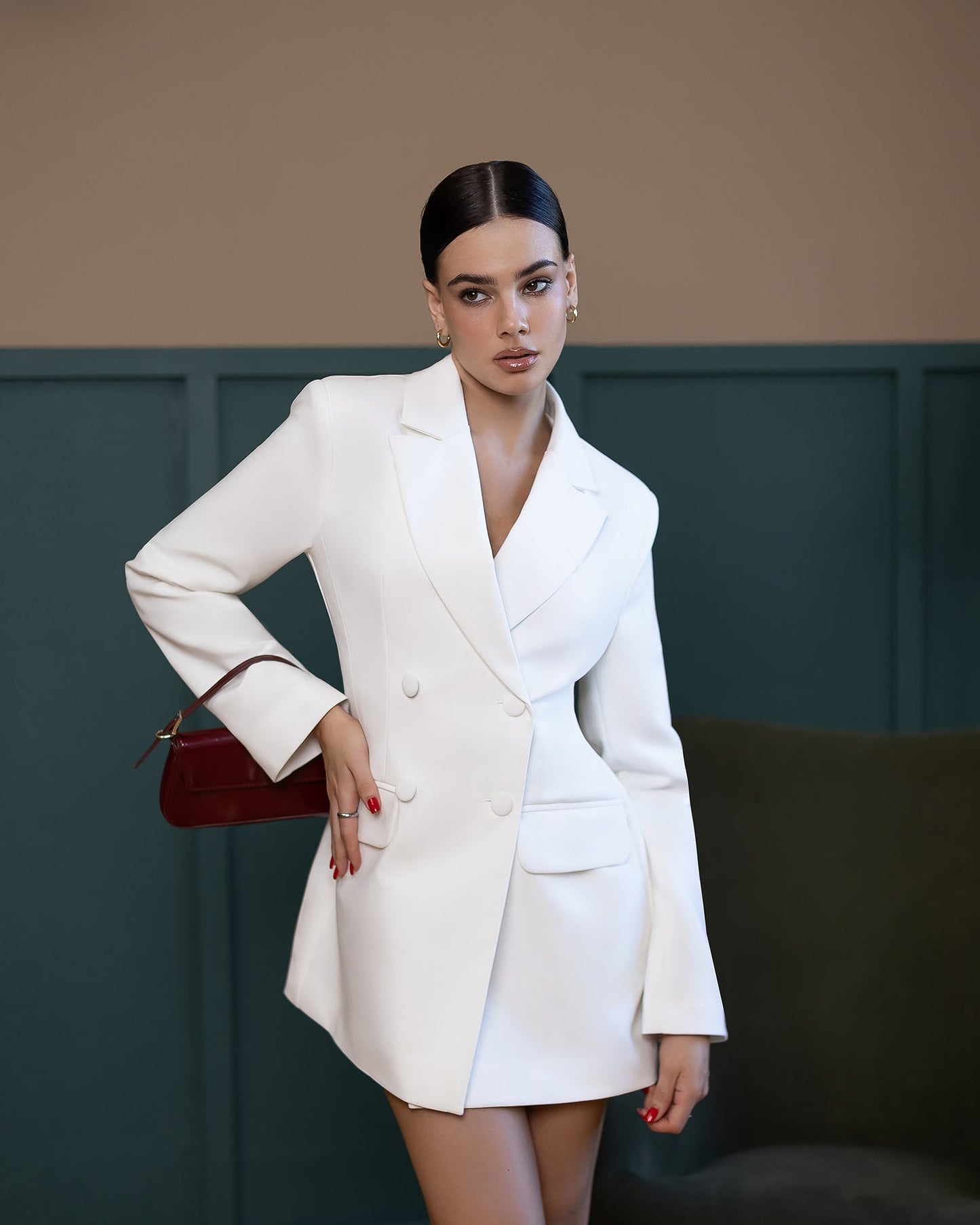 Sienna White Double-Breasted Blazer Mini Dress