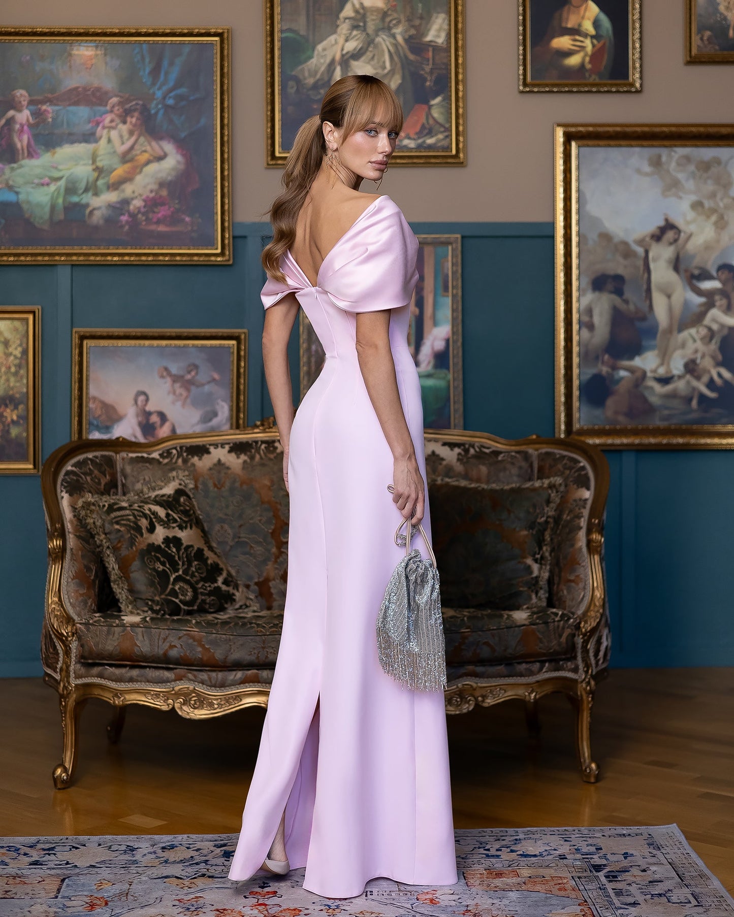 Léa Pink Off-the-Shoulder Draped Maxi Dress