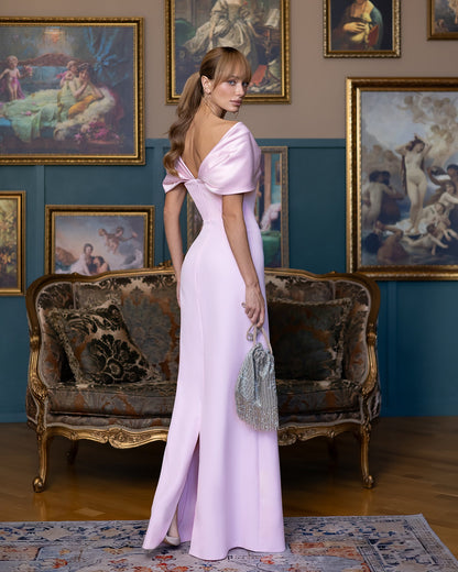 Léa Pink Off-the-Shoulder Draped Maxi Dress