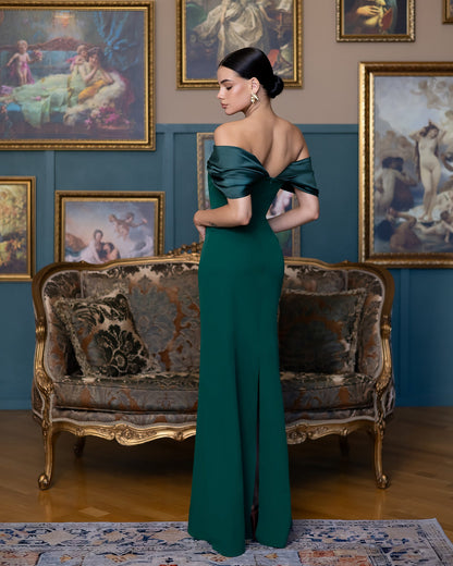 Léa Green Off-the-Shoulder Draped Maxi Dress