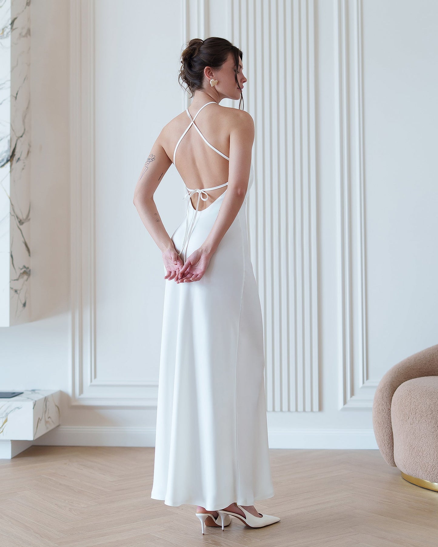 Stella White Satin Slip Maxi Dress