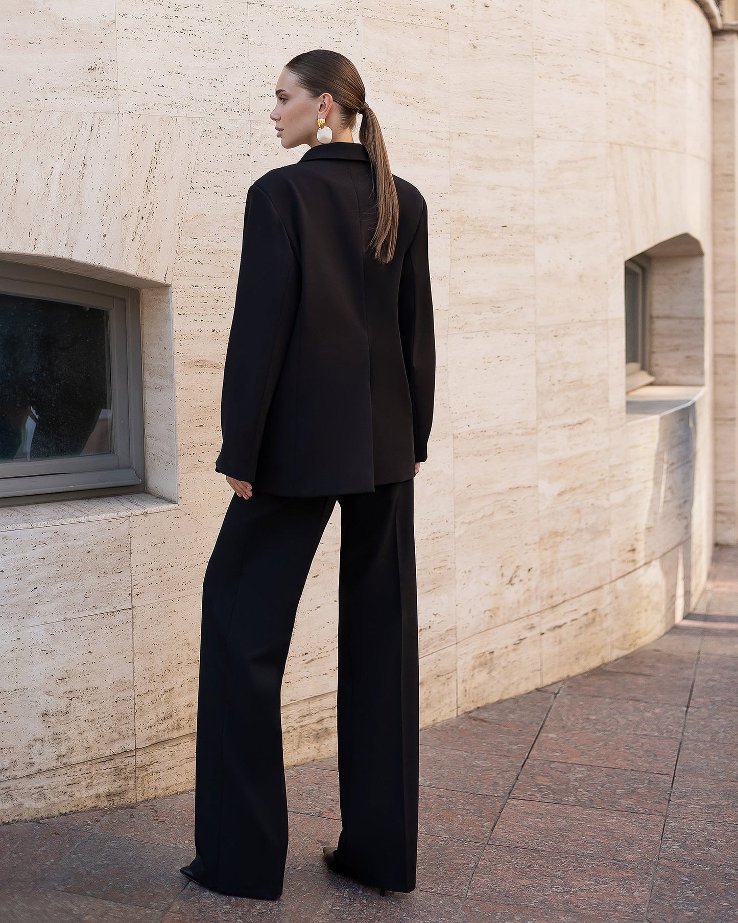 Bella Black Oversized Double-Breasted Jacket