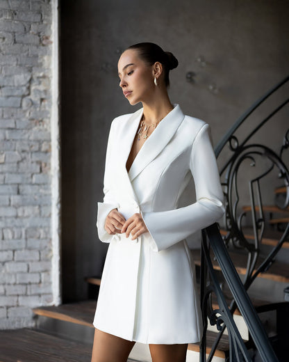 Alexa White Double Breasted Blazer Dress