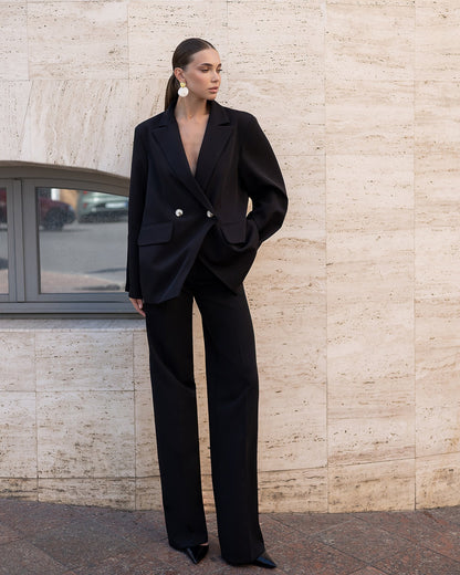 Bella Black Oversized Double-Breasted Jacket
