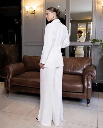 Liora White Tailored Peplum-Waist Suit 2-Piece