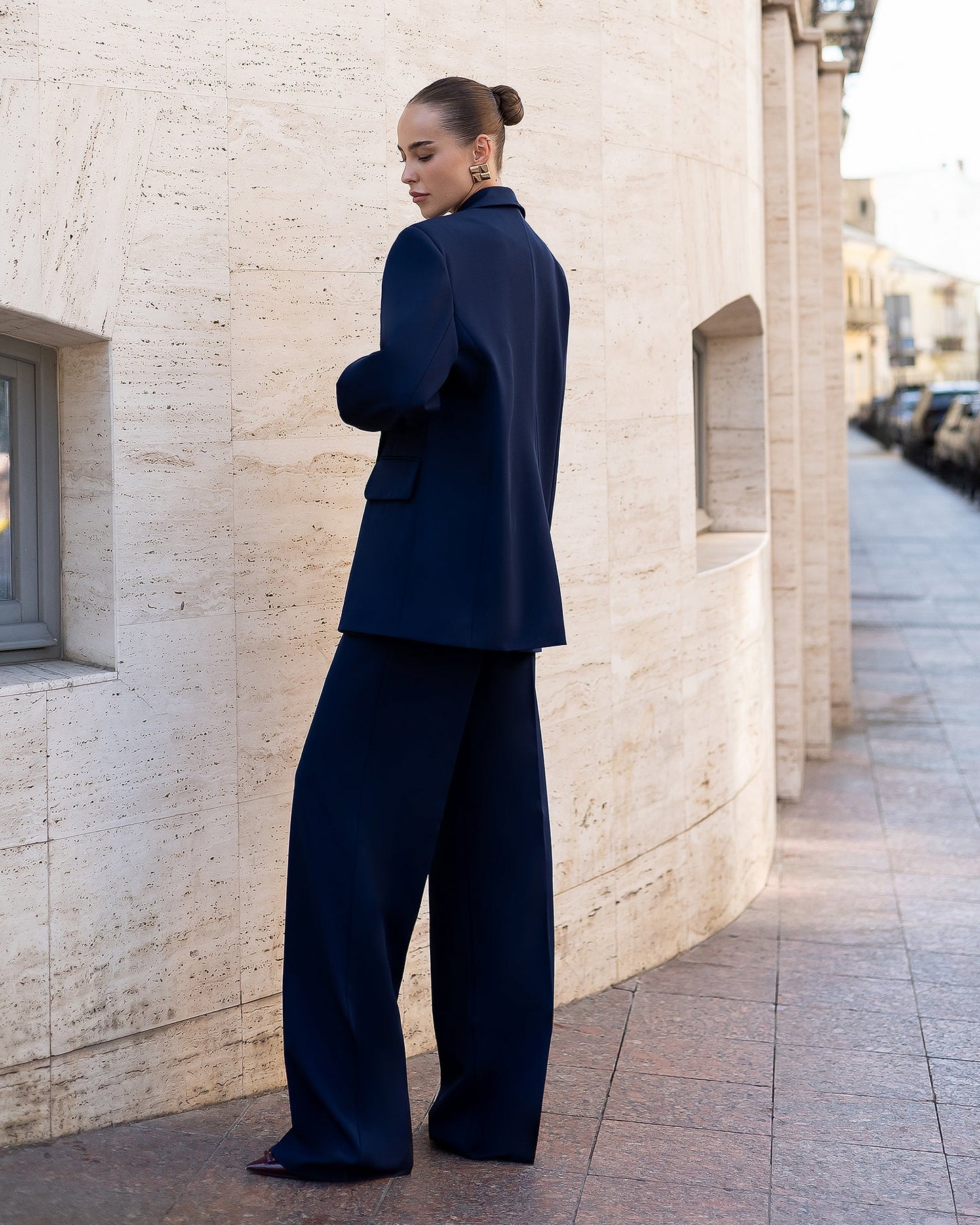 Bella Navy Oversized Double-Breasted Jacket