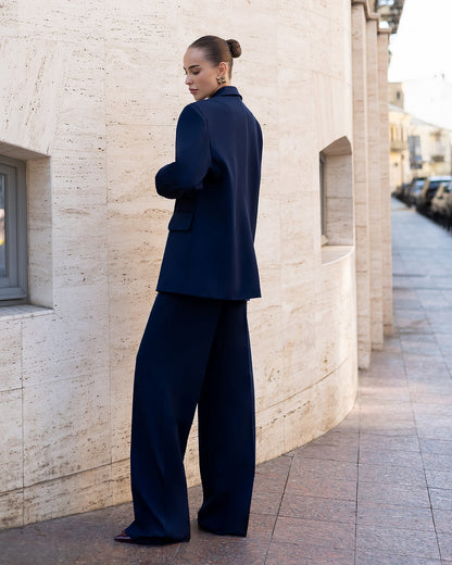 Bella Navy Oversized Double-Breasted Jacket