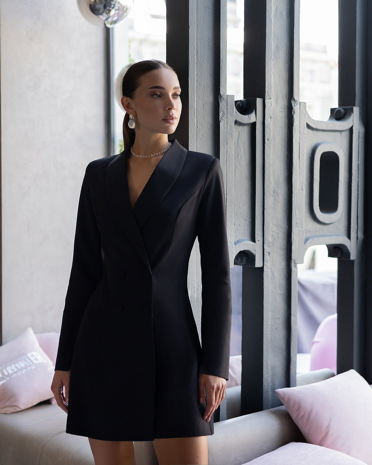 Alexa Black Double Breasted Blazer Dress