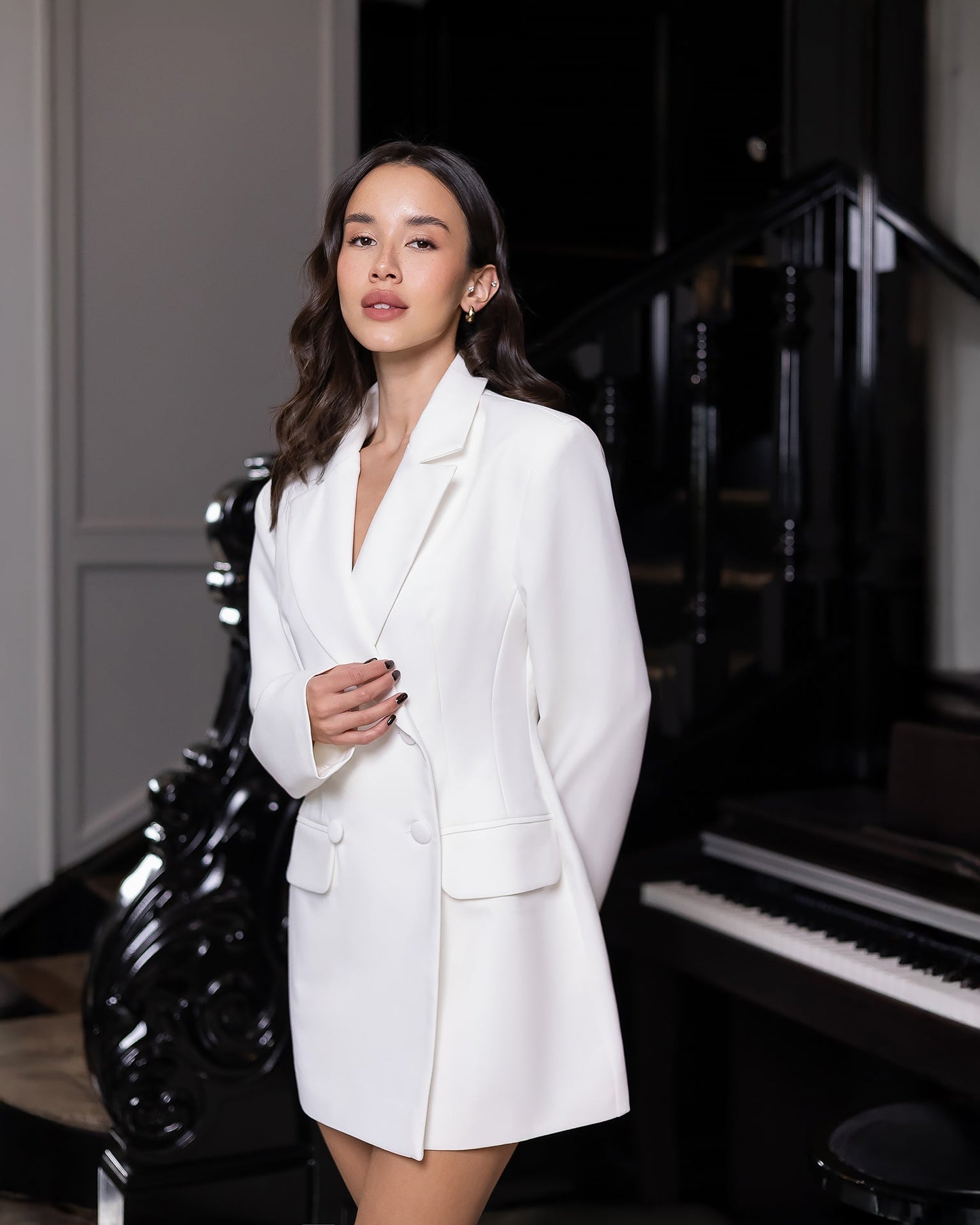 Sienna White Double-Breasted Blazer Mini Dress