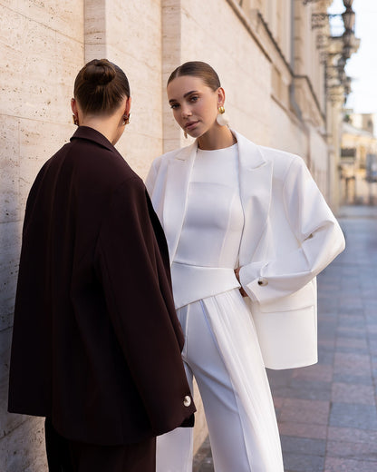 Bella Brown Oversized Double-Breasted Jacket