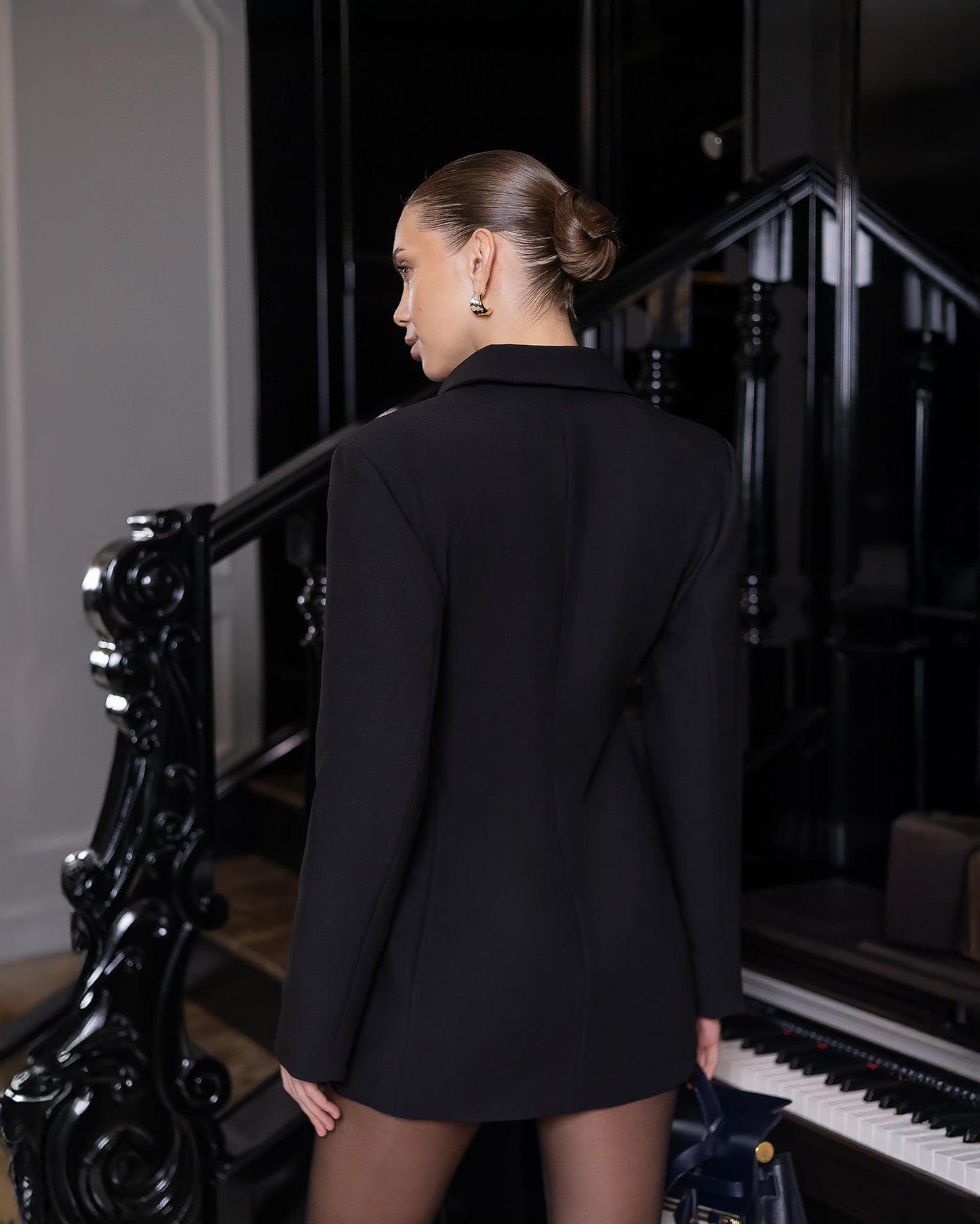 Sienna Black Double-Breasted Blazer Mini Dress