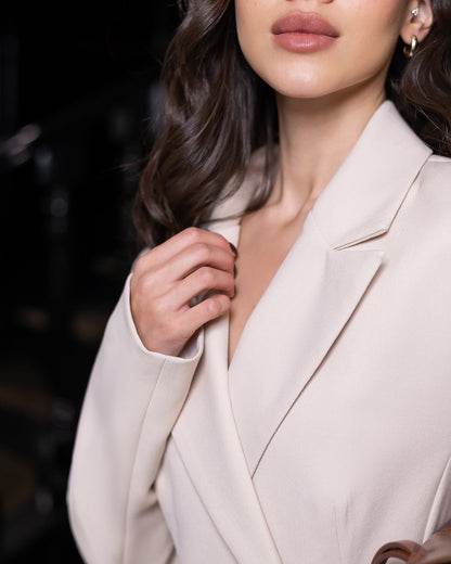 Sienna Beige Double-Breasted Blazer Mini Dress