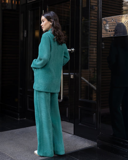 Bella Green Cardigan & Wide-Leg Pants Set