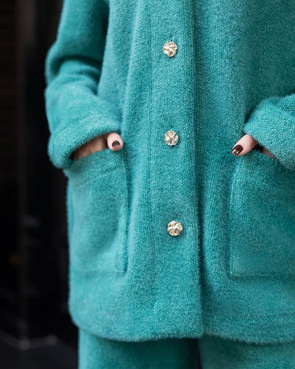 Bella Green Cardigan & Wide-Leg Pants Set