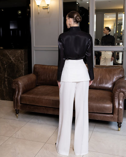 Liora White Tailored Peplum-Waist Suit 2-Piece