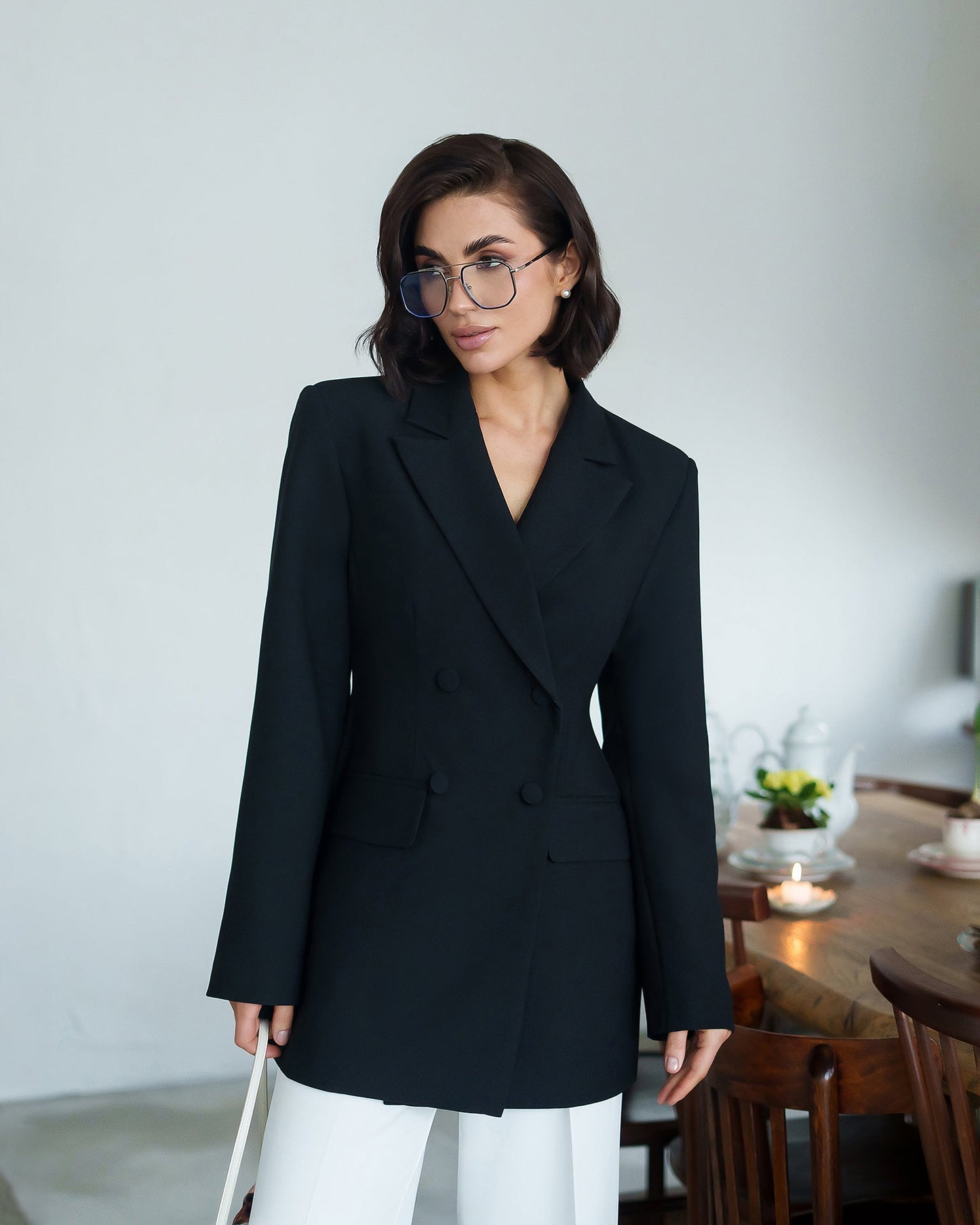 Sienna Black Double-Breasted Blazer Mini Dress