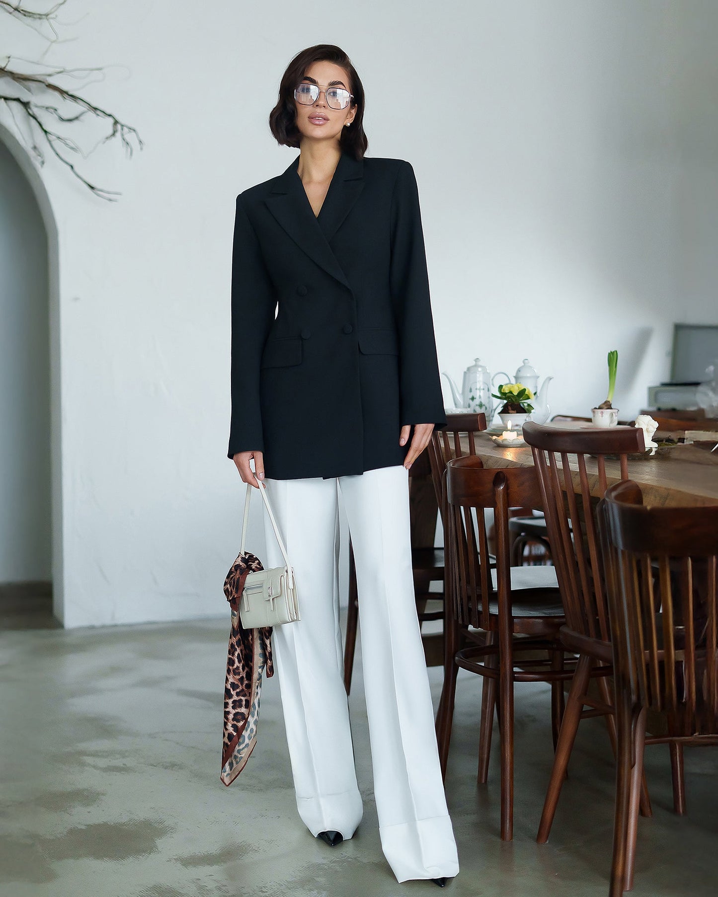 Sienna Black Double-Breasted Blazer Mini Dress