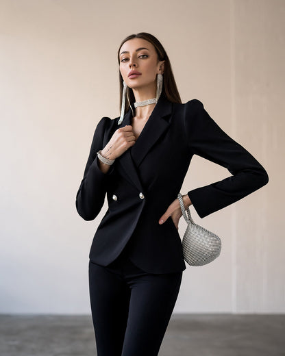 Black Double Breasted Suit 2-Piece