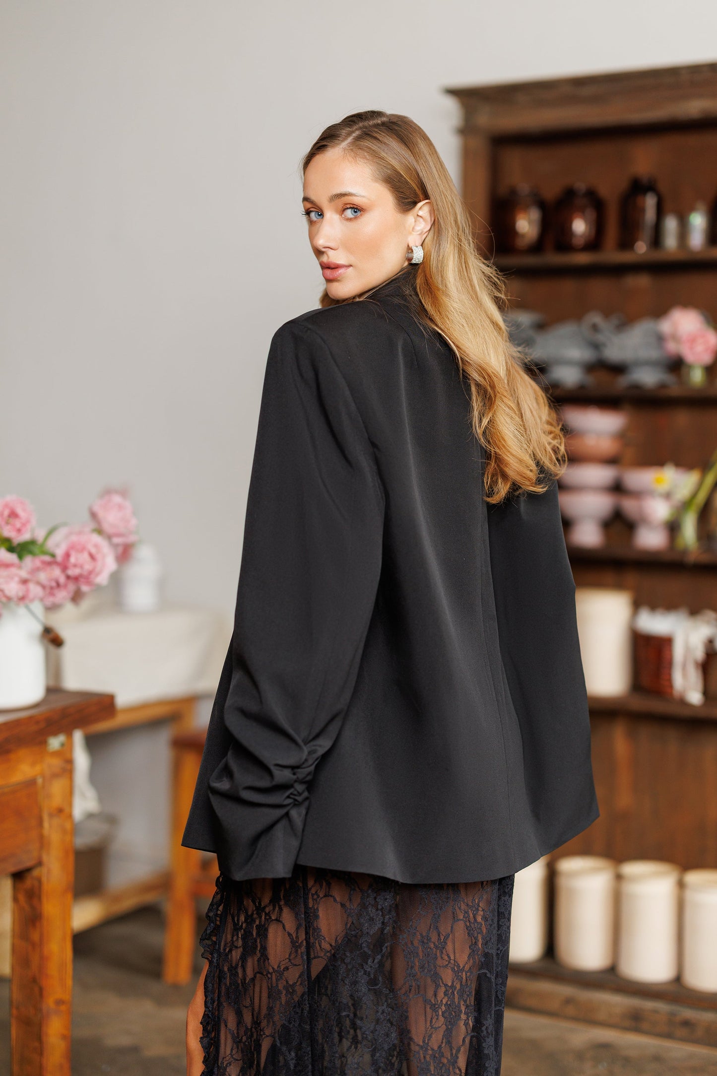 Black Shorts & Sheer Lace Overlay Skirt