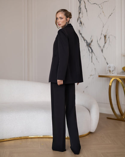 Inès Black Single-Breasted Suit 2-Piece
