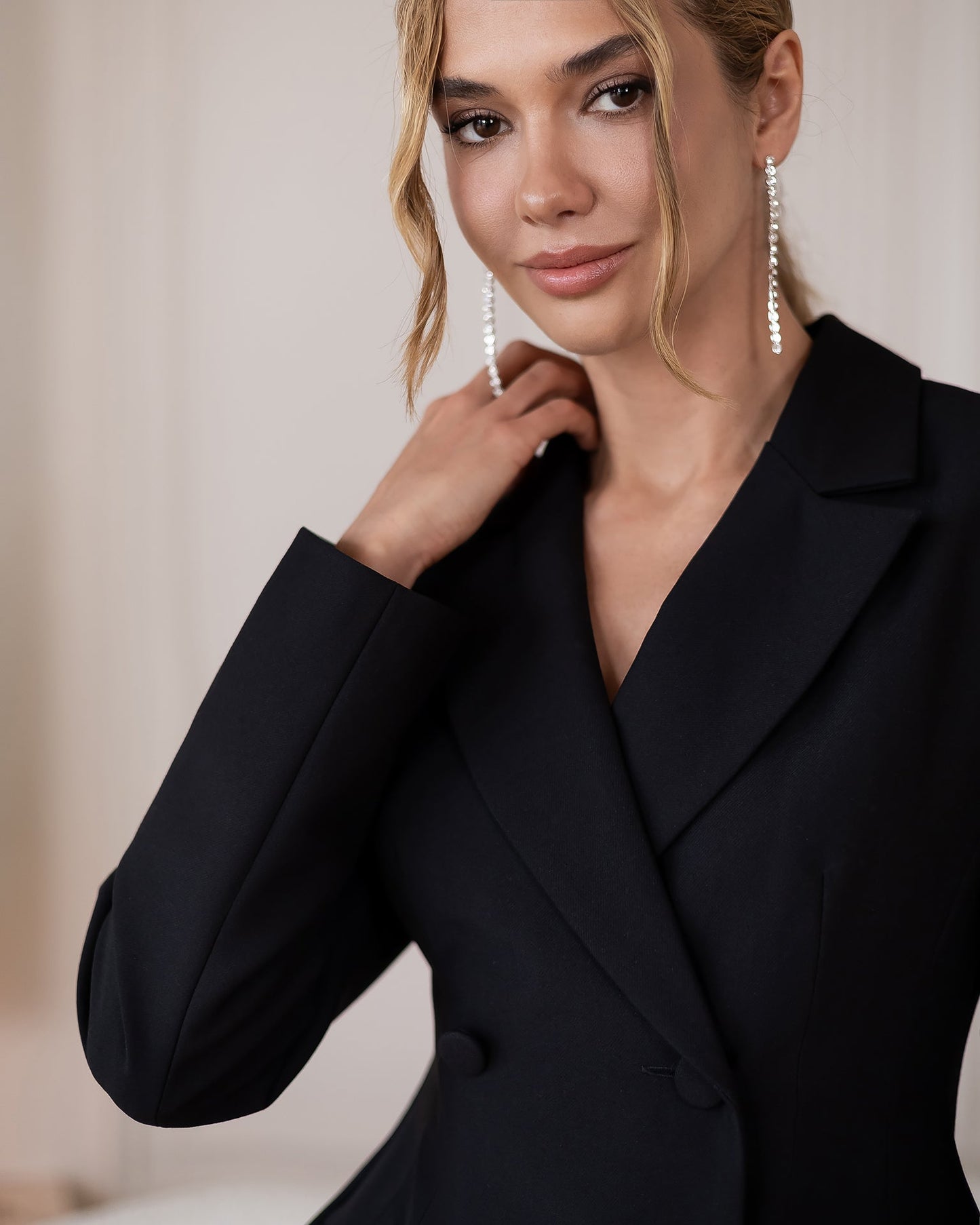 Sienna Black Double-Breasted Blazer Mini Dress