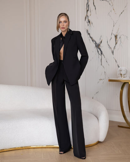 Inès Black Single-Breasted Suit 2-Piece