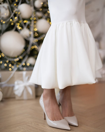 Bella White Strapless Ruffled-Hem Mermaid Midi Dress