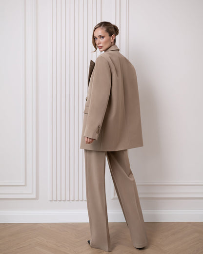 Liora Beige Oversized Double-Breasted Suit 2-Piece