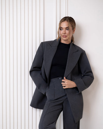 Liora Grey Oversized Double-Breasted Suit 2-Piece