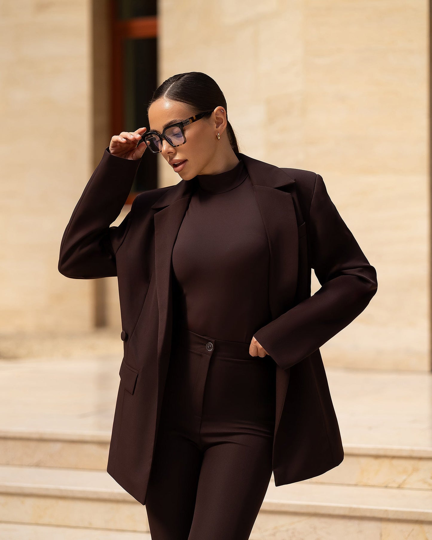 Serene Brown Double-Breasted Suit 2-Piece