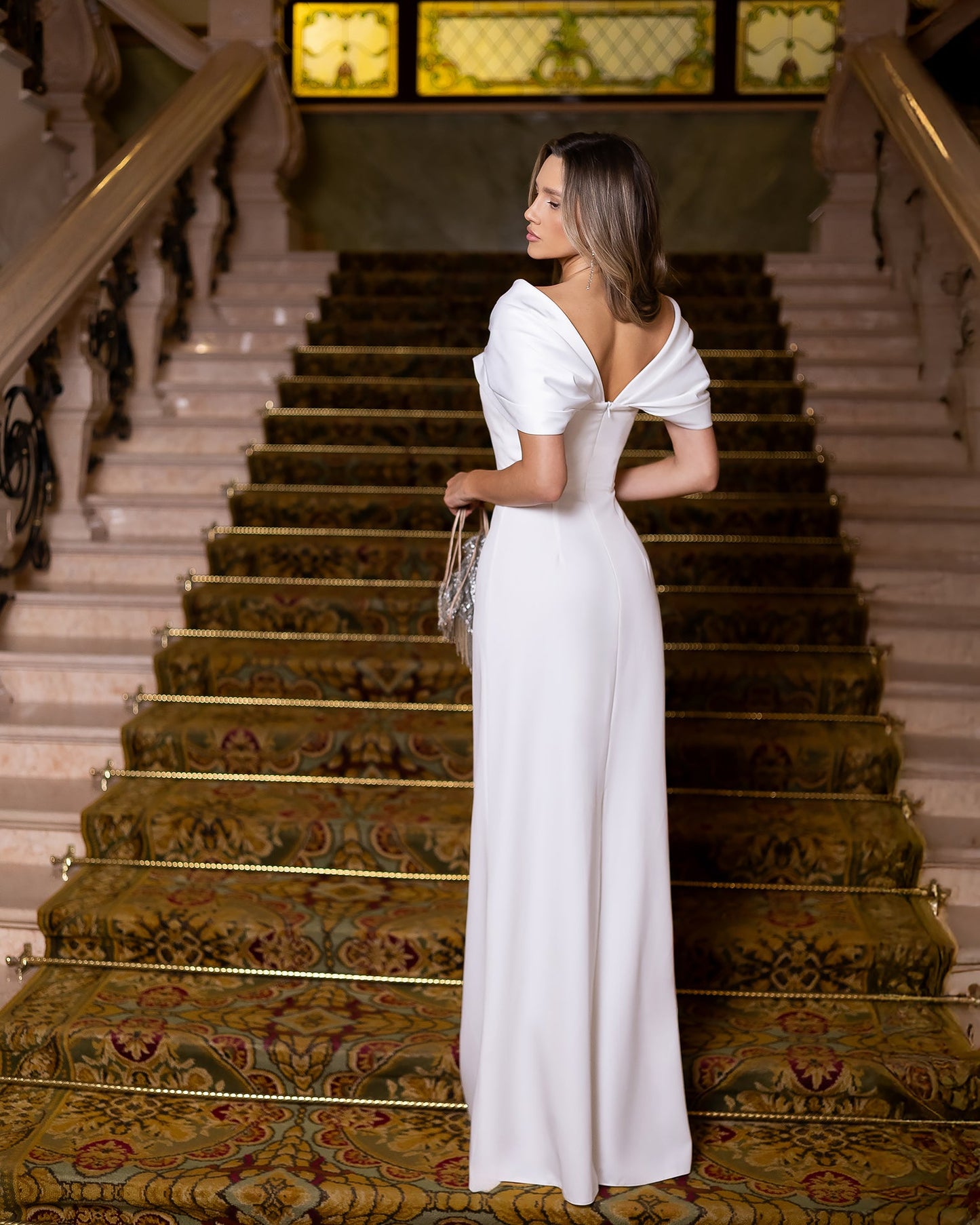 Léa White Off-the-Shoulder Draped Maxi Dress